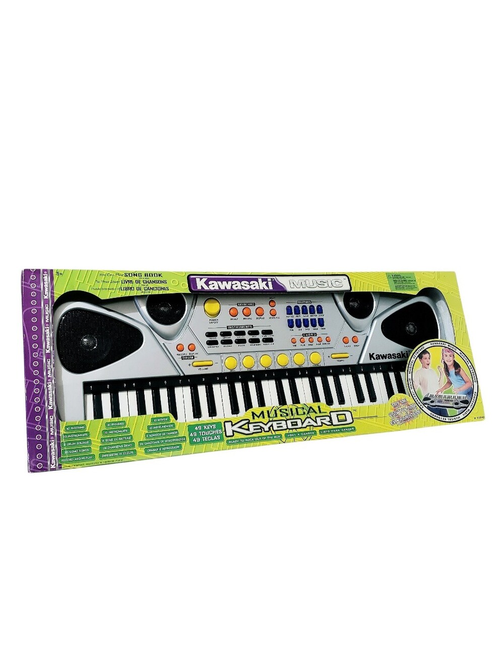 Vintage 2005 Kidztoyz Kawasaki 49-Key Musical Keyboard Silver Model 77042 NIB